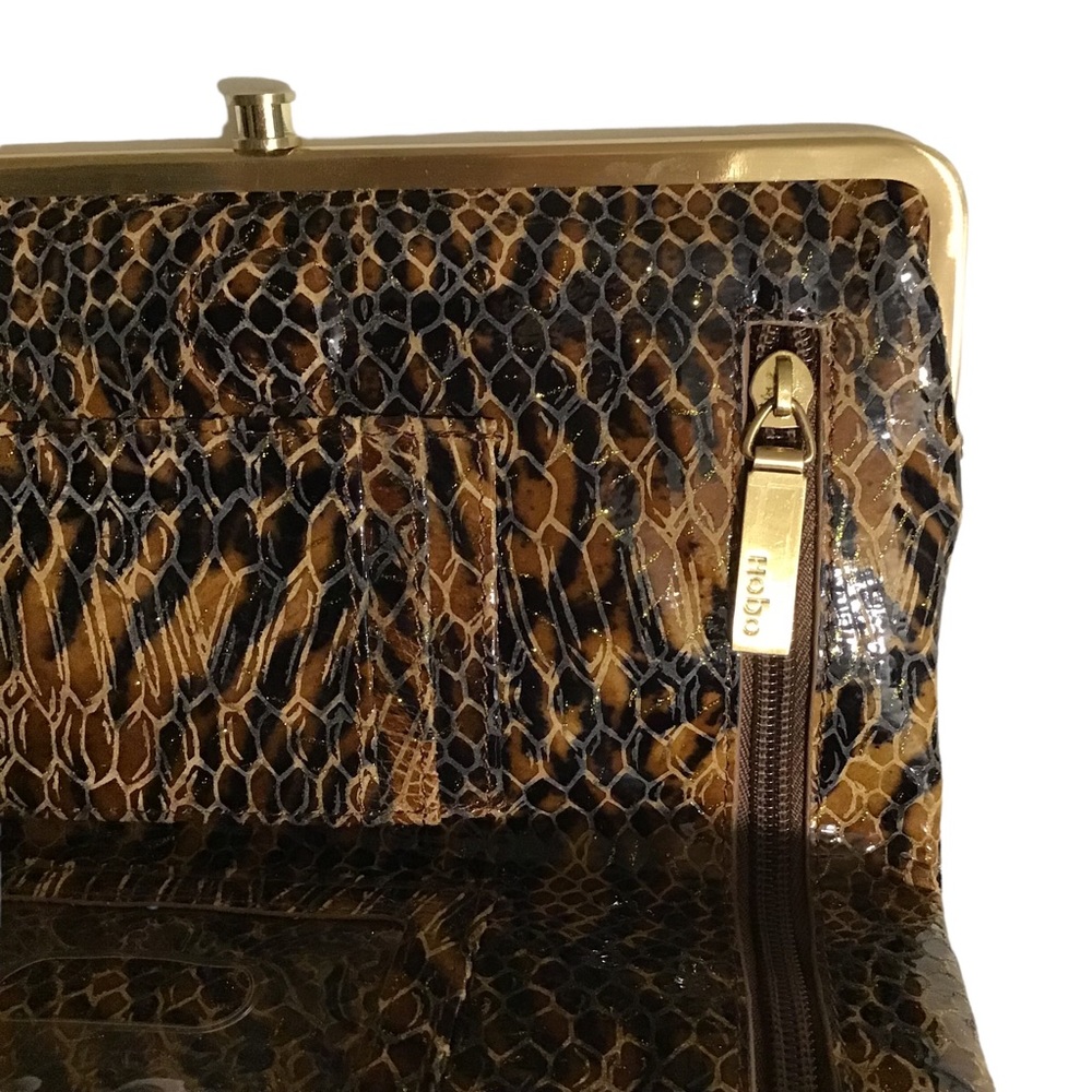 VINTAGE HOBO Double Frame Clutch/Wallet Snake Leather Size 8.5”x 4.5” - Picture 4 of 9
